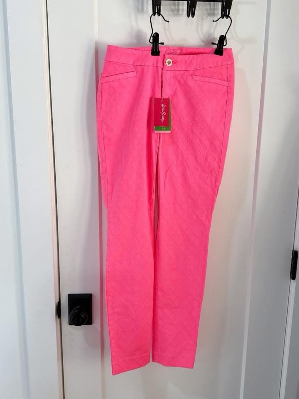 Lilly Pulitzer Pants Size 00 Kelly Skinny Ankle Sunset Pink Textured Preppy